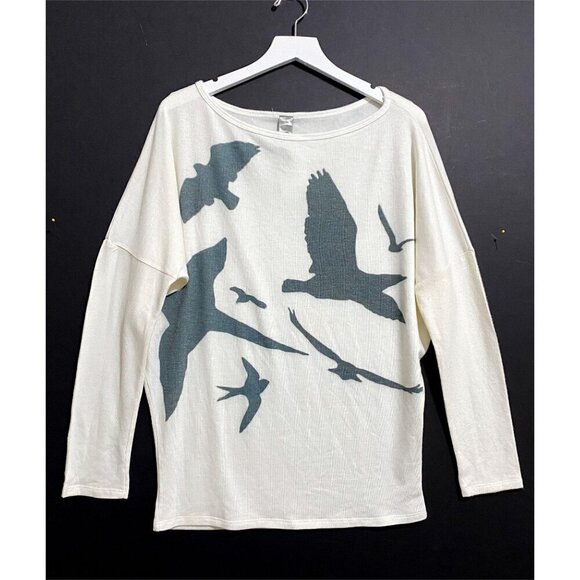 New‎ Go Couture Flocking Birds Print Tunic Sweater - Picture 1 of 8